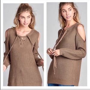 2 Pack Pack Mocha Lace Up Sweater